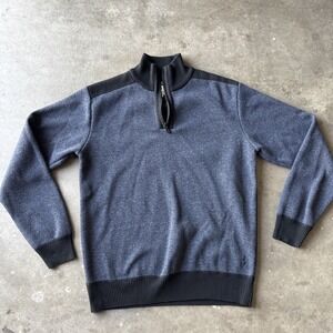 Scott James Mens Quarter Zip Mock Neck Sweater Pullover Size XL Blue Golf Preppy